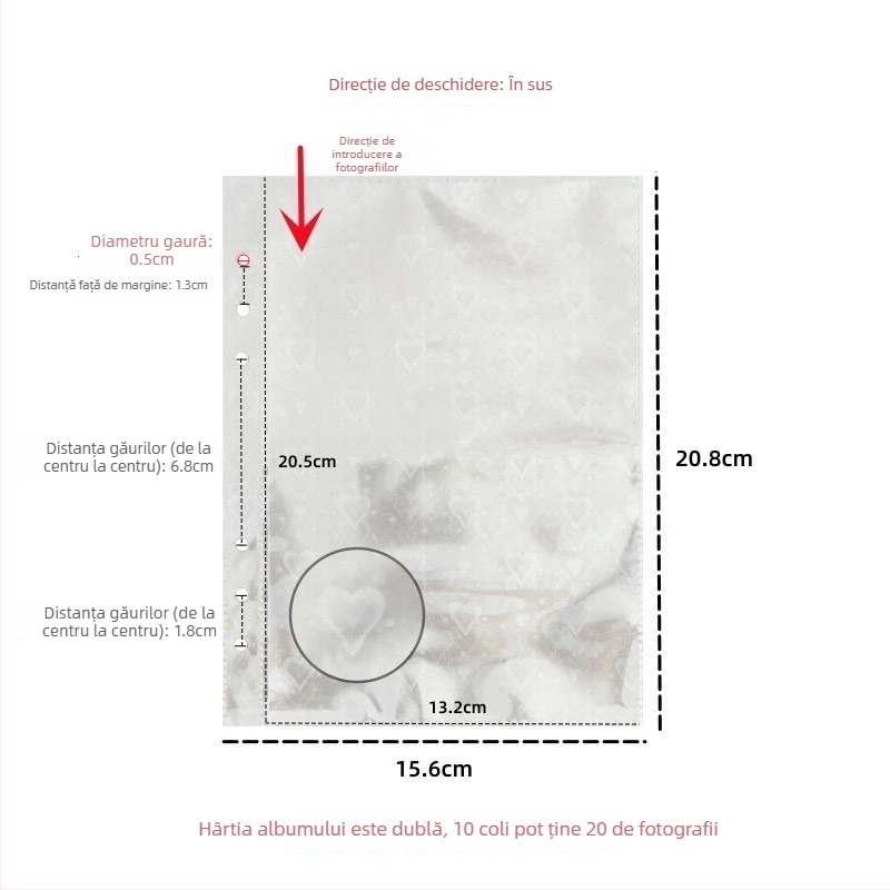 Ins argintiu PU cu cataramă magnetică, binder cu foi cu patru buzunare, pentru fotografii 3 inch Polaroid, album idol pentru colecția de carduri