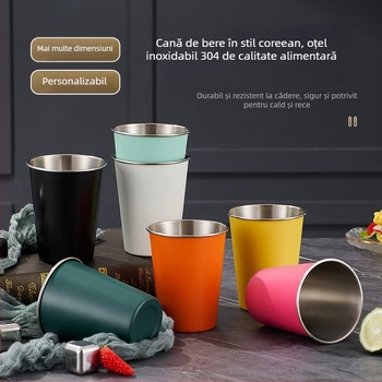 Ceașcă din oțel inoxidabil 304, cu un singur strat, capacitate 301-400 ml, utilizare multiplă pentru bere, cafea, suc și băuturi reci