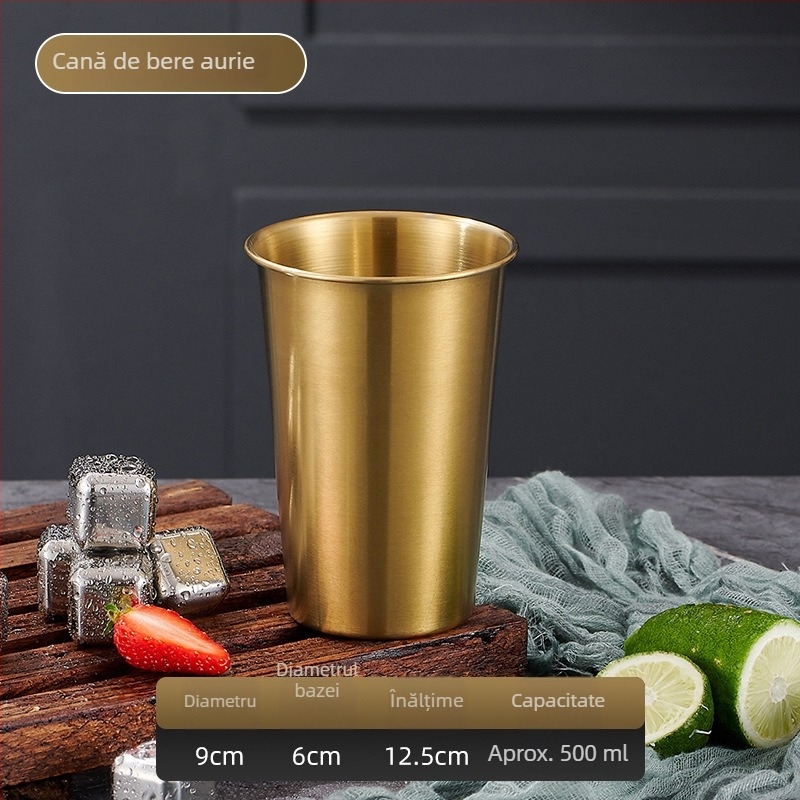 Ceașcă din oțel inoxidabil 304, cu un singur strat, capacitate 301-400 ml, utilizare multiplă pentru bere, cafea, suc și băuturi reci