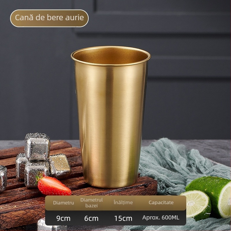 Ceașcă din oțel inoxidabil 304, cu un singur strat, capacitate 301-400 ml, utilizare multiplă pentru bere, cafea, suc și băuturi reci