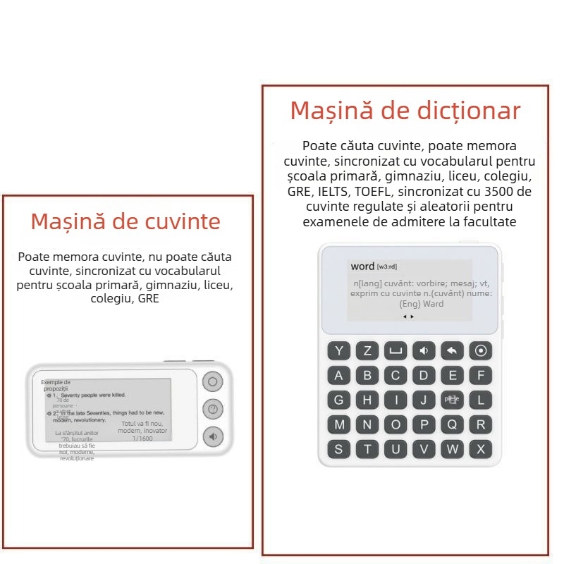 Dicționar electronic englez și dispozitiv de învățare a cuvintelor, autonomie mare, 3500 de cuvinte, pronunție reală