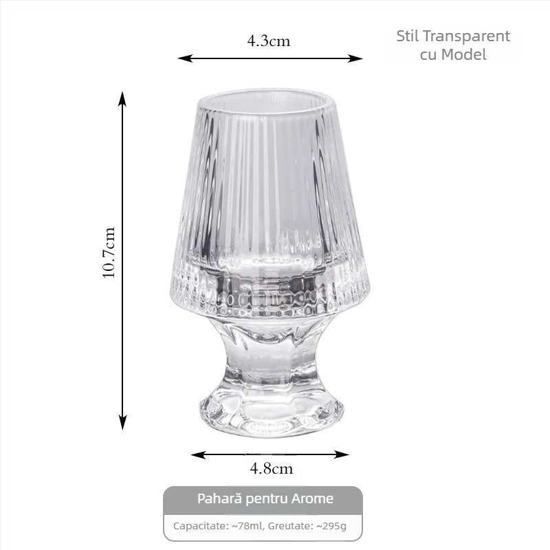 Pahar de whiskey pentru degustare, cu dungi, cristal gros, pahar premium pentru băuturi spirtoase