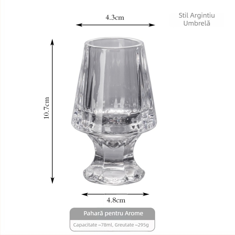 Pahar de whiskey pentru degustare, cu dungi, cristal gros, pahar premium pentru băuturi spirtoase