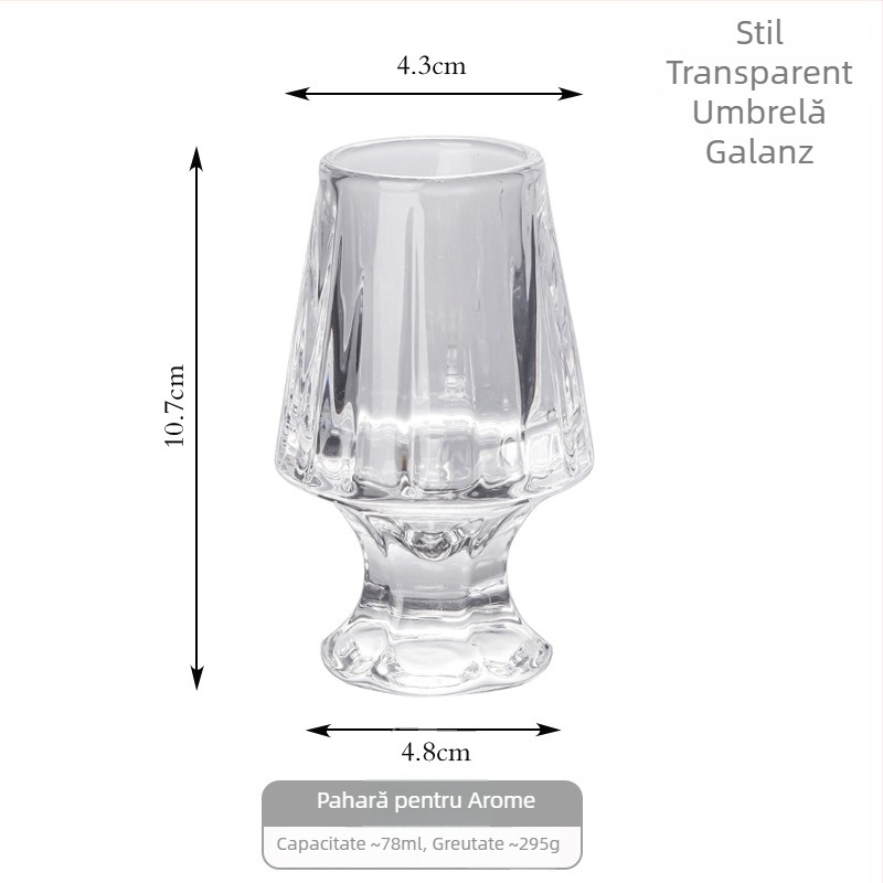 Pahar de whiskey pentru degustare, cu dungi, cristal gros, pahar premium pentru băuturi spirtoase
