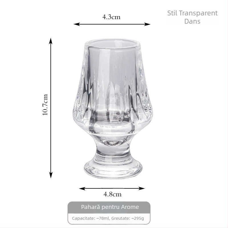 Pahar de whiskey pentru degustare, cu dungi, cristal gros, pahar premium pentru băuturi spirtoase