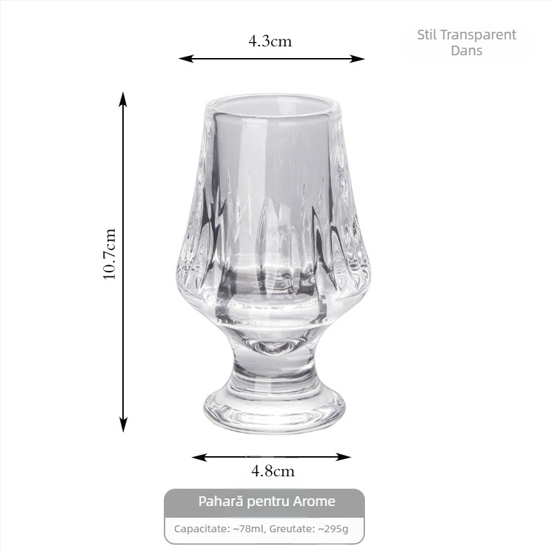 Pahar de whiskey pentru degustare, cu dungi, cristal gros, pahar premium pentru băuturi spirtoase