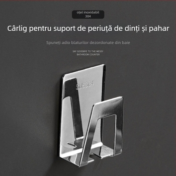 Suport pentru periuțe din oțel inoxidabil, montaj pe perete, suport pentru pahar, baie