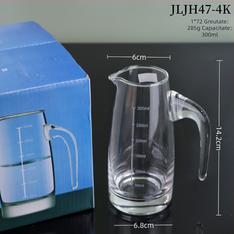 Decantor din sticlă pentru băuturi alcoolice, cu marcaje gradate pentru vin roșu și spirtoase, construcție îngroșată, uz casnic