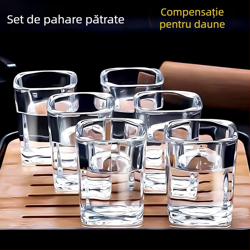 Jingnoya Set de pahare din sticlă pentru băuturi spirtoase, uz casnic, 6–10 bucăți, capacitate 1–100 ml pe pahar, formă pătrată, stil trend național