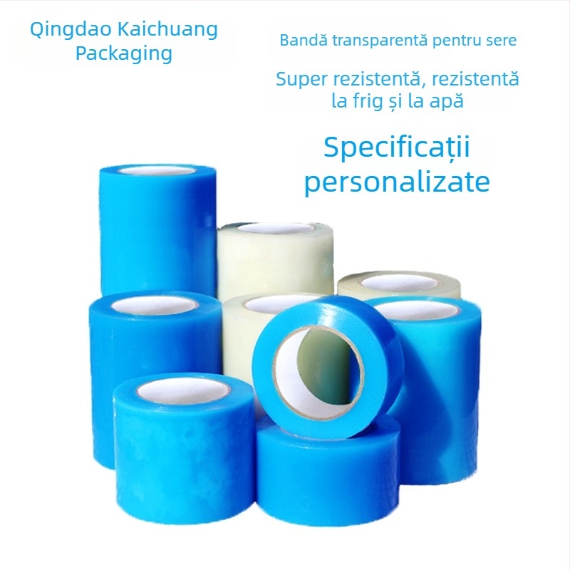 Bandă de reparații pentru seră, bandă PE transparentă, lățime 5 cm, grosime 140 μm, alb/albastru