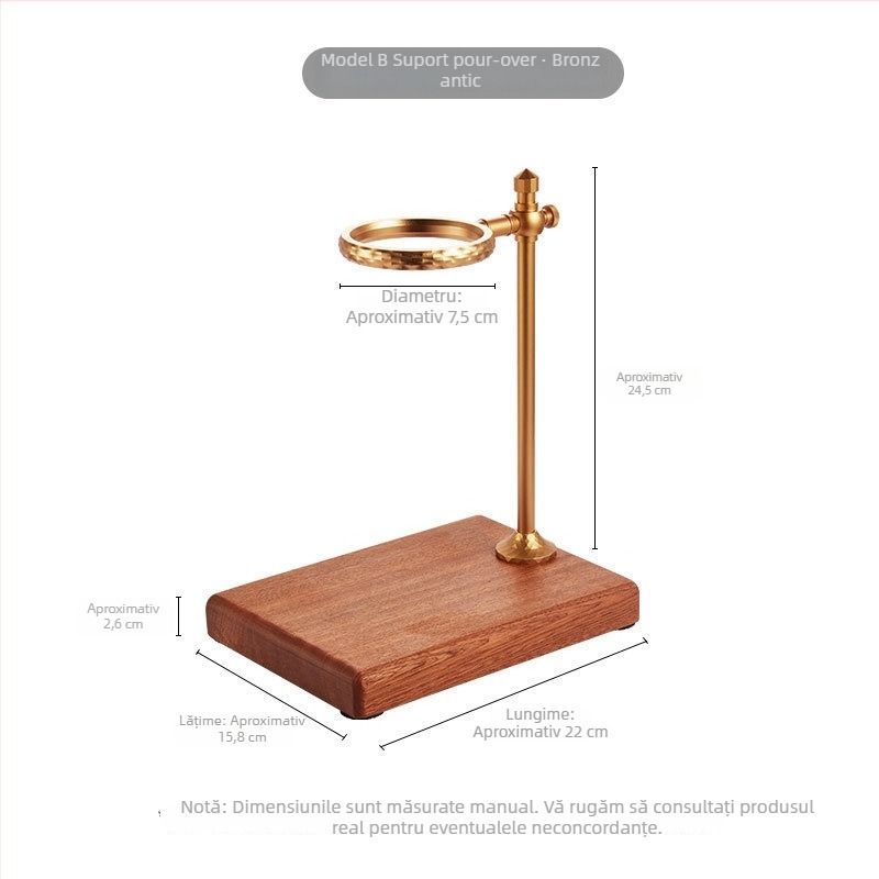 Suport pentru cafea pour-over, cu bază din lemn solid și cadru din aliaj de aluminiu, pentru exterior