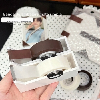 Bandă de ambalare cu finisaj mat, transparentă pentru carduri DIY și decorațiuni, fixare fără urme, 25 m, lățimi 18 mm sau 15 mm; culori: transparent 18 mm și maro închis 15 mm.