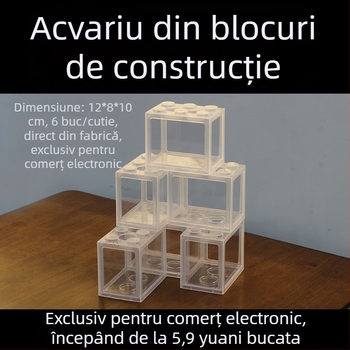 Acvariu din acril pentru pești Betta, cu peisaj miniatural într-o sticlă
