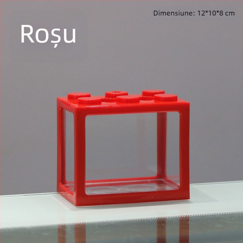 Acvariu din acril pentru pești Betta, cu peisaj miniatural într-o sticlă