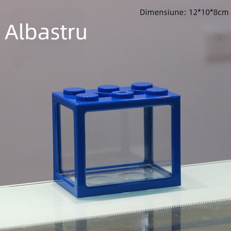 Acvariu din acril pentru pești Betta, cu peisaj miniatural într-o sticlă