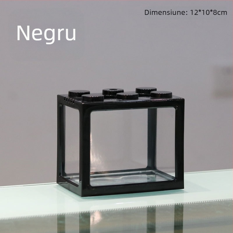 Acvariu din acril pentru pești Betta, cu peisaj miniatural într-o sticlă
