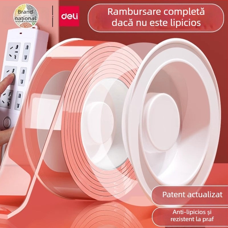 Bandă dublu-adezivă nano, îngroșată, puternică, transparentă pentru montarea afișelor