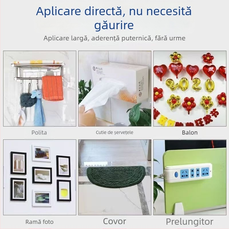 Bandă dublu-adezivă nano, îngroșată, puternică, transparentă pentru montarea afișelor