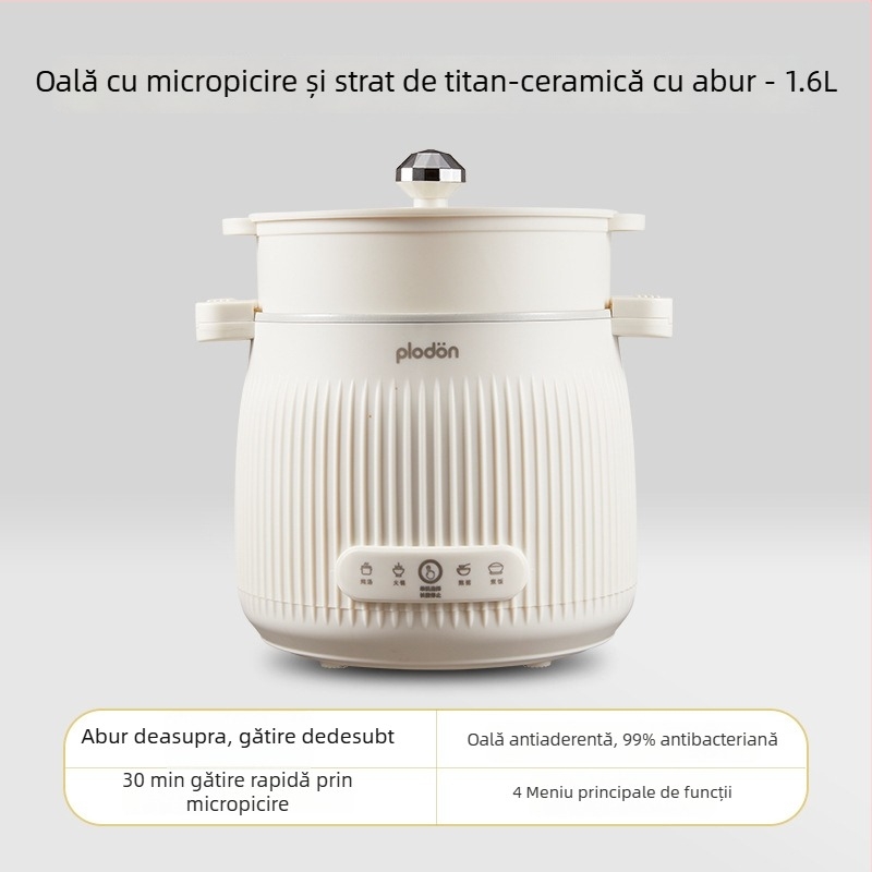 Puliton Oală electrică pentru gătit, cu pereți titan-ceramici, pentru abur și hrănire bebeluși, multifuncțională – orez