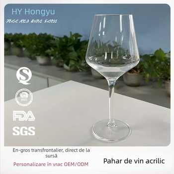 Pahar de vin transparent din PMMA, turnare prin injecție, 500 ml, corp mare, design modern minimalist