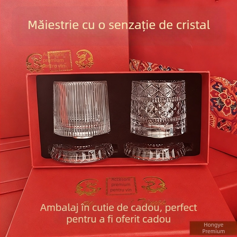 Pahar rotativ din cristal pentru whisky – lux premium, pahar cu design de relaxare a stresului
