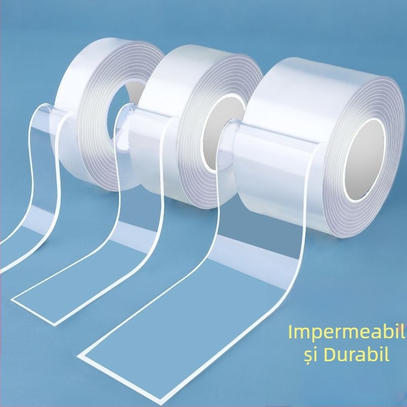 Bandă transparentă cu adeziv pe o singură față, nano-tehnologie, puternică și impermeabilă, pentru protecția colțurilor mesei, etanșarea spațiilor din jurul ferestrelor și rezistență la vânt