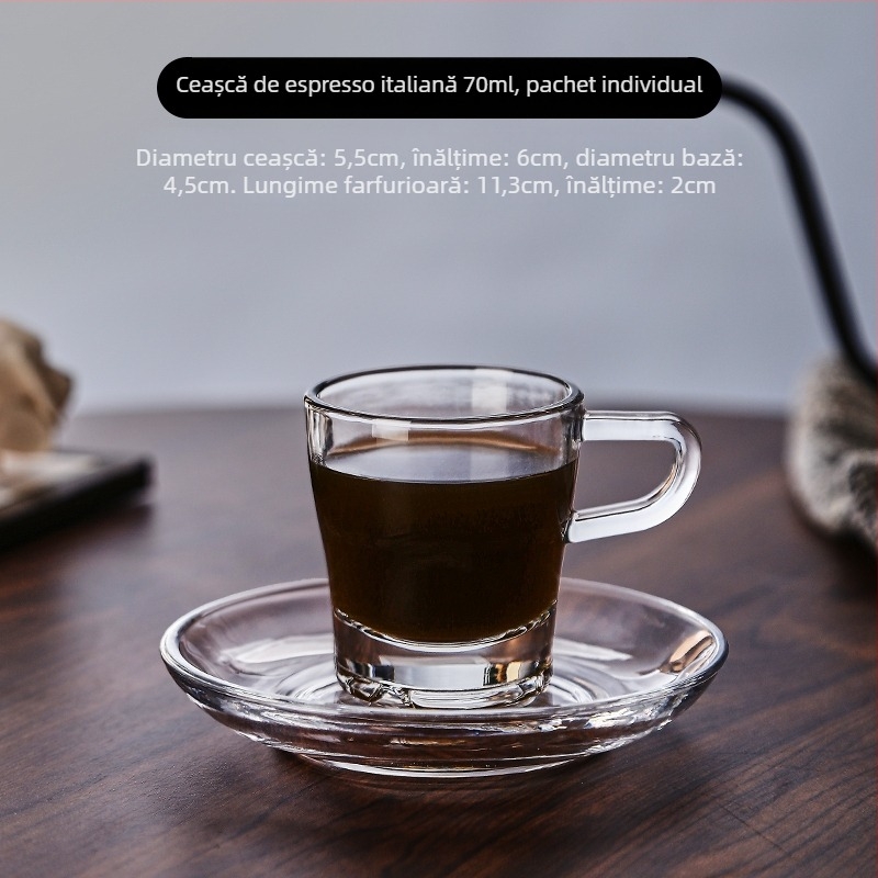 Set de cești de cafea pentru uz casnic, cești mici de sticlă, stil european minimalist, pereți groși, rezistente la căldură, transparente, cești mini latte art espresso