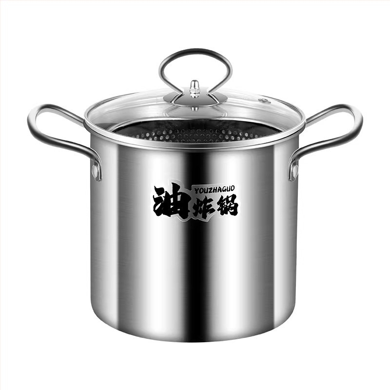 Fritură profundă din oțel inox cu filtru pentru tempura, oală adâncã pentru gătit, arzător pe gaz, friteuză multifuncțională pentru uz casnic