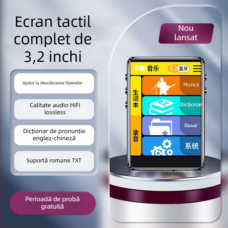 Bluetooth MP3 player cu cititor de cărți electronice și lectură de romane, dispozitiv multimedia MP4 de 3,0 inch pentru elevi