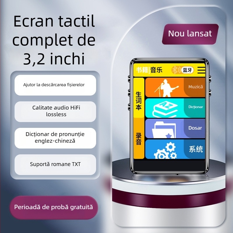 Bluetooth MP3 player cu cititor de cărți electronice și lectură de romane, dispozitiv multimedia MP4 de 3,0 inch pentru elevi