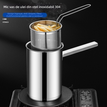 Oală adâncă din oțel inoxidabil 304 pentru uz casnic, stil japonez, compactă și economică, compatibilă cu arzătoare pe gaz și plite cu inducție