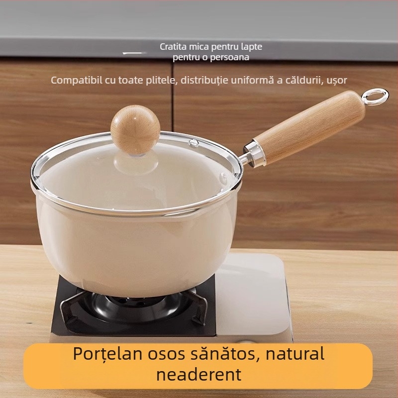 Oală ceramică pentru lapte, cu strat antiaderent, mică, pentru încălzirea laptelui, hrana pentru copii, gătit, supe și tăiței