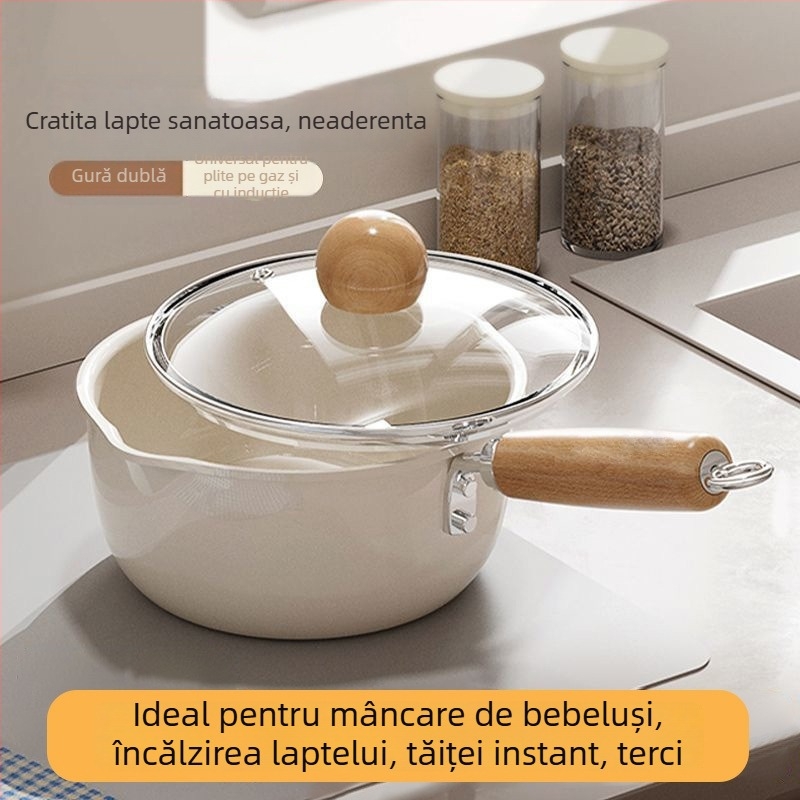 Oală ceramică pentru lapte, cu strat antiaderent, mică, pentru încălzirea laptelui, hrana pentru copii, gătit, supe și tăiței