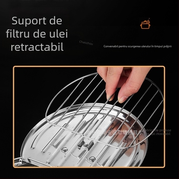 Fritură de tip japonez pentru tempura, din oțel inoxidabil 304, pentru uz casnic, cu capac și sită, termometru, control al temperaturii, oală multifuncțională