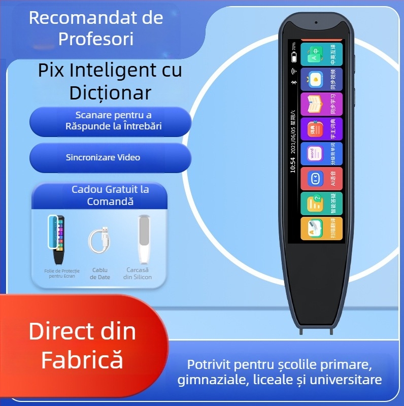 Pix de citire compact cu traducere în engleză, scanare offline, dicționar electronic și translator, instrument educațional pentru elevi de la primar până la liceu
