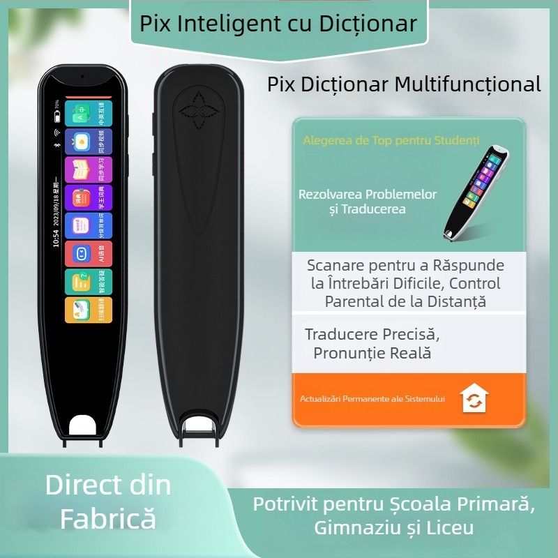Pix de citire compact cu traducere în engleză, scanare offline, dicționar electronic și translator, instrument educațional pentru elevi de la primar până la liceu