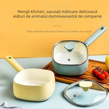Oală pătrată pentru lapte cu strat nano-ceramic, antiaderent, pentru bucătărie casnică și hrănire bebeluți