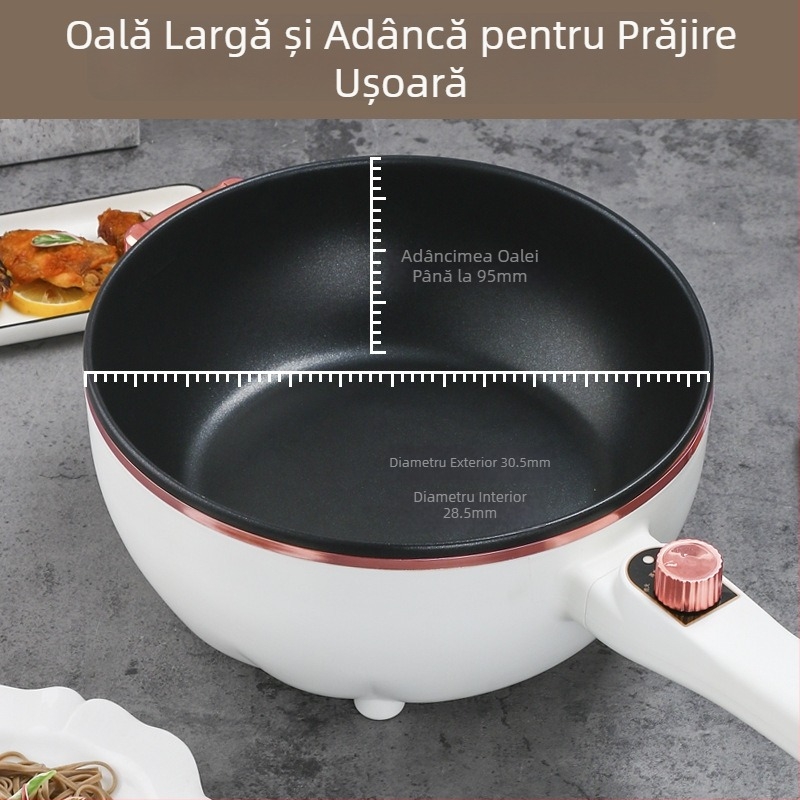 Wok electric multifuncțional pentru uz casnic: capacitate mare, interior antiaderent, totul într-un singur vas pentru gătit la abur, fierbere, prăjire.