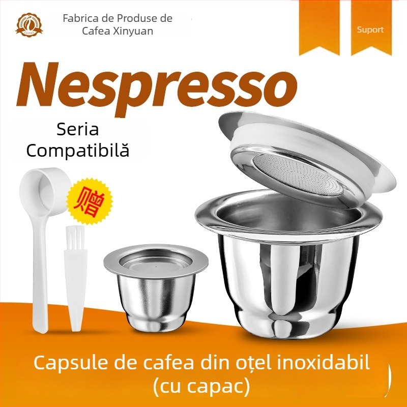 Capsulă de cafea reutilizabilă din oțel inoxidabil pentru mașinile Nestlé cu un singur orificiu
