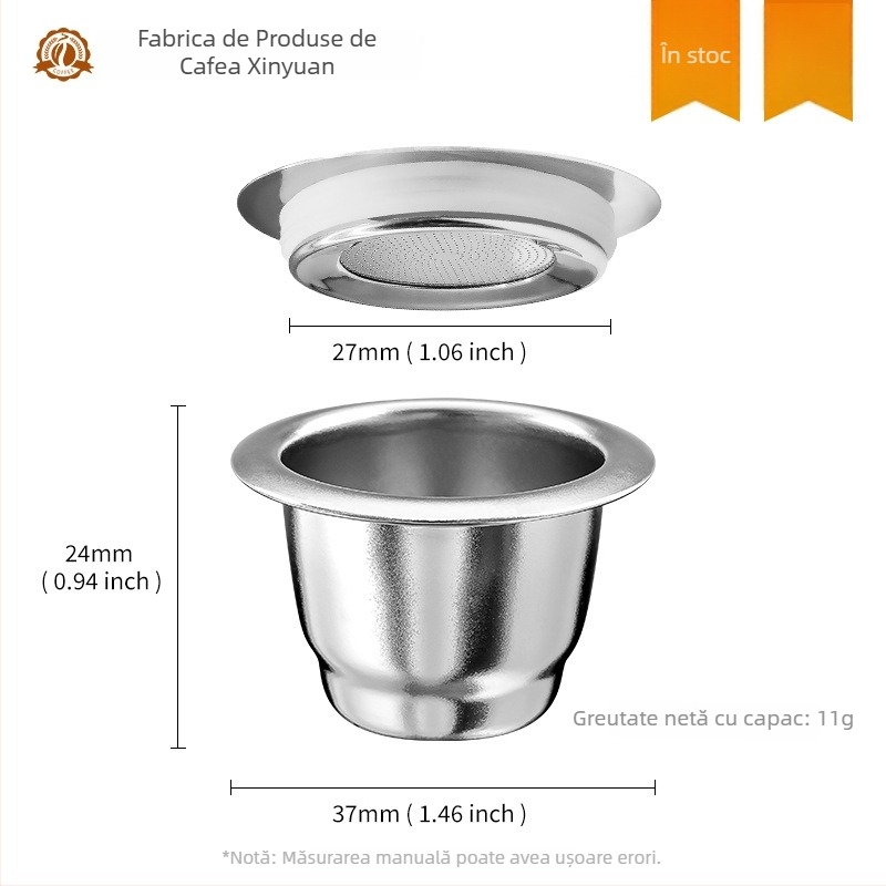 Capsulă de cafea reutilizabilă din oțel inoxidabil pentru mașinile Nestlé cu un singur orificiu