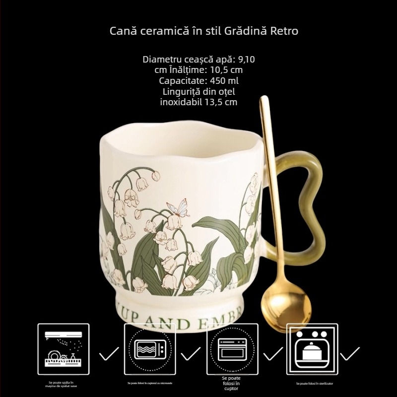 Set Nordic retro de cafea cu farfurie, pentru birou și casă – cești latte și cești de lapte