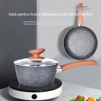Oală de lapte din piatră Maifan, antiaderentă, mică oală pentru supă, prăjit, fierbere și abur, compatibilă cu plăci de inducție
