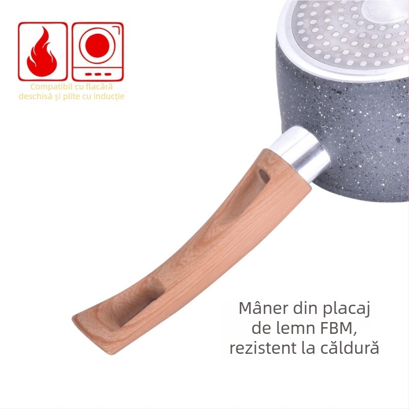 Oală de lapte din piatră Maifan, antiaderentă, mică oală pentru supă, prăjit, fierbere și abur, compatibilă cu plăci de inducție