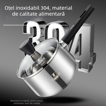 Oală de lapte din oțel inoxidabil 304, cu mâner unic, pentru uz casnic, pentru hrana bebelușilor, cu strat antiaderent îngroșat, compatibil cu gazul și plita cu inducție