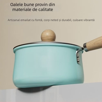 Tigaie de lapte din ceramică cu fund plat, pentru hrana bebelușilor și terci, compatibilă cu aragaz pe gaz și plită cu inducție
