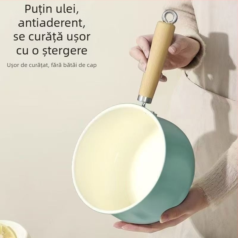 Tigaie de lapte din ceramică cu fund plat, pentru hrana bebelușilor și terci, compatibilă cu aragaz pe gaz și plită cu inducție
