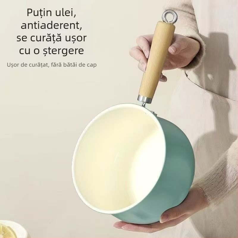 Tigaie de lapte din ceramică cu fund plat, pentru hrana bebelușilor și terci, compatibilă cu aragaz pe gaz și plită cu inducție