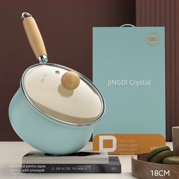 Jingdi oală ceramică mică pentru lapte, antiaderentă, pentru hrana bebelușilor, fierbere, supe și tăiței, cu capac din sticlă