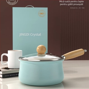 Jingdi oală ceramică mică pentru lapte, antiaderentă, pentru hrana bebelușilor, fierbere, supe și tăiței, cu capac din sticlă