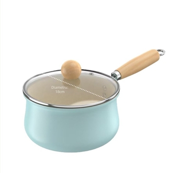 Jingdi oală ceramică mică pentru lapte, antiaderentă, pentru hrana bebelușilor, fierbere, supe și tăiței, cu capac din sticlă